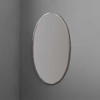 Silver Metal Framed Oval Plain Wall Mirror