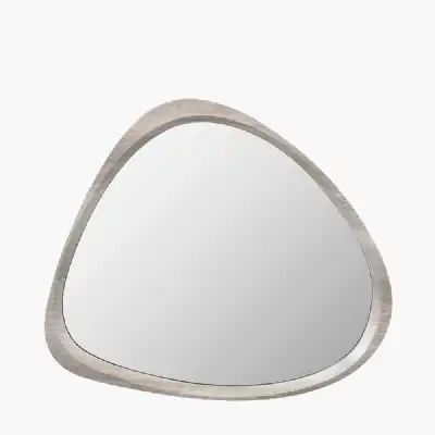Grey Oak Curved Pebble Shape Wall Mirror