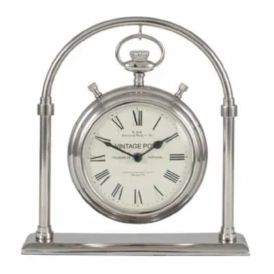 Shiny Nickel Brass And Glass Carriage Clock