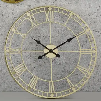 Antique Bronze and Gold Metal Round Wall Clock