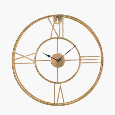 Retro Gold Metal Double Framed Round Wall Clock