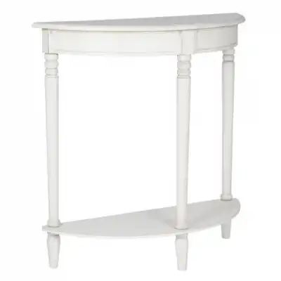 White Distressed Painted Half Moon Console Table