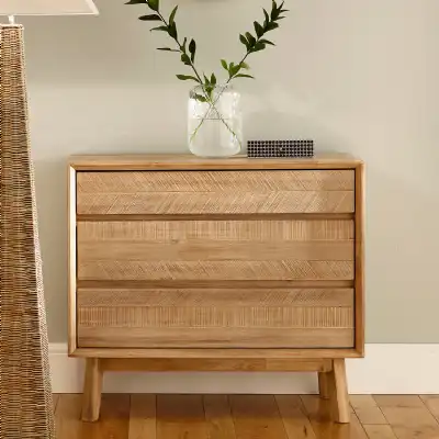 Scandi Style Sand Wash Wooden Chest of 3 Drawers