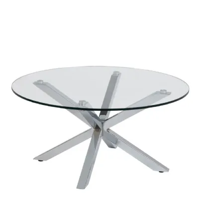 Heaven Round Coffee Table with Glass Top and Chrome Legs
