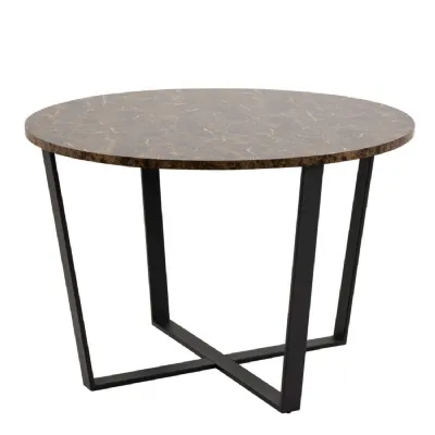 Amble Round Dining Table with Brown Marble Effect Top