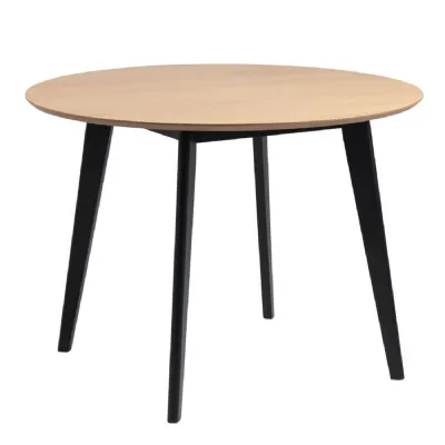 Roxby Round Dining Table in Oak & Black