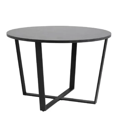 Amble Round Dining Table with Black Marble Effect Top
