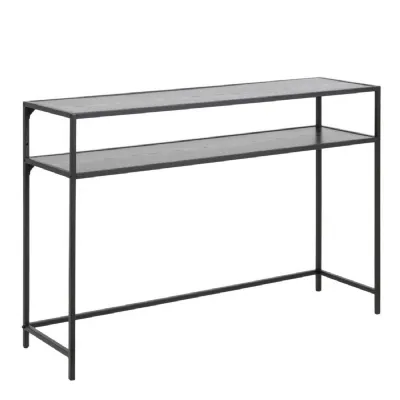 Seaford Black Metal Console Table With Black Top