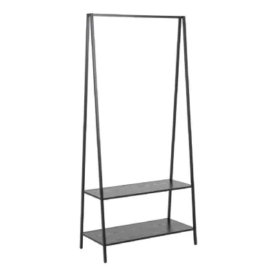 Seaford Clothes Rack with 2 Shelves in Black