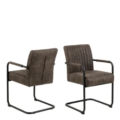 Adele Dining Chair in Grey Fabric Set of 2