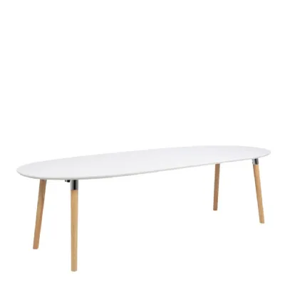 Belina Oval Dining Table in White & Oak