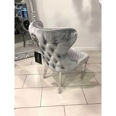 Pair Of Valencia Velvet Dining Chair With Lion Knocker In Silver