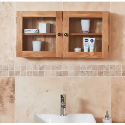 Oak Glass 2 Door Bathroom Cabinet