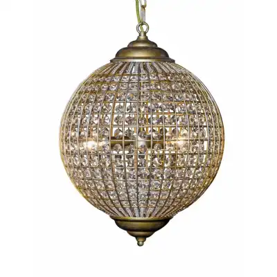 Gold Globe Chandelier Glass Droplets