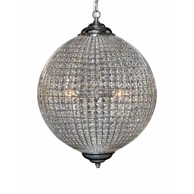 Chrome Globe Chandelier with Glass Droplets