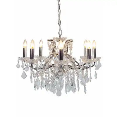 Chrome 8 Light French Crystal Chandelier