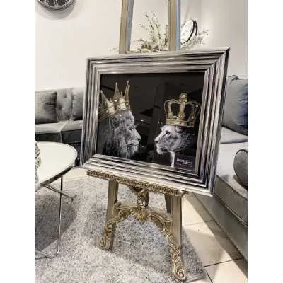 Lion And Lioness King Wall Art Chrome Frame
