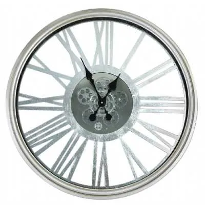 80cm Gears Wall Clock Silver