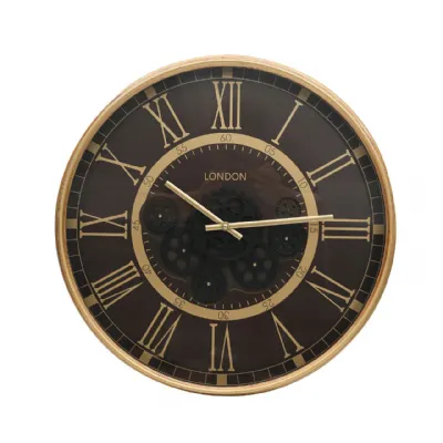 53. 5cm Gold Gears Wall Clock