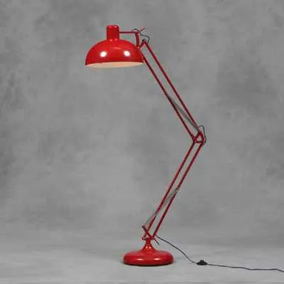 Adjustable Red Extra Large Angled Shape Classic Desk Style Floor Lamp
