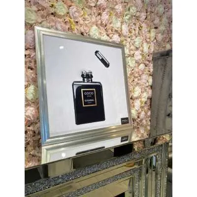 Coco Chanel Black Perfume Bottle Art With White Frame
