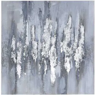 90x90 Abstract Canvas Silver Grey White