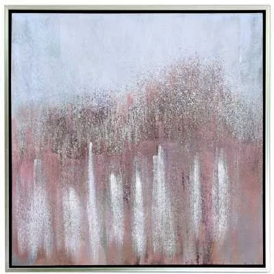 95x95 Framed Abstract Canvas Pink Silver