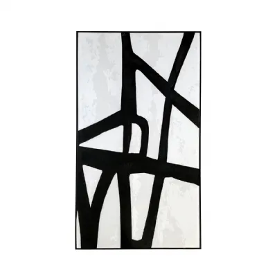 72x142 Framed Line Abstract Canvas Black And White