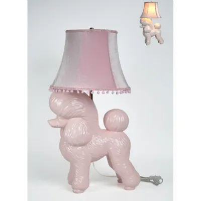 Pink Poodle Table Desk Lamp with Matching Shade