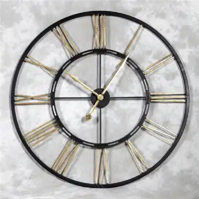 Rustic Large Round Metal Skeleton Wall Clock