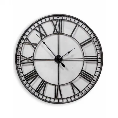 Large Black Round Metal Skeleton Wall Clock 120cm Diameter