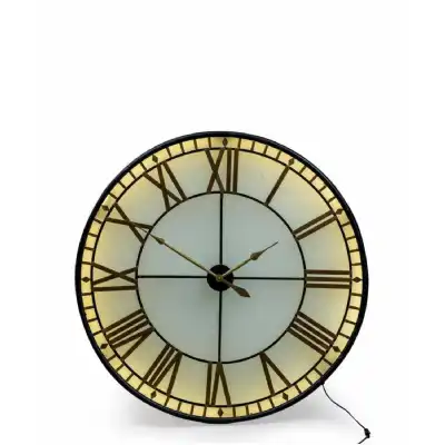 Black and Gold Large Round Light Up Wall Clock