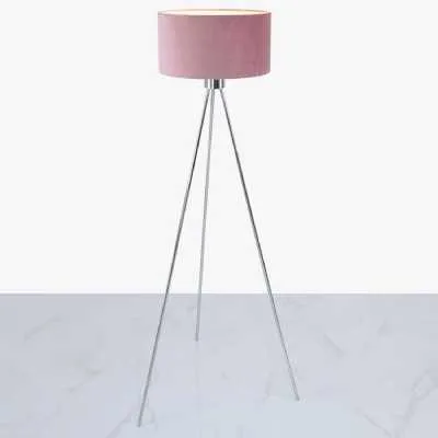 Tripod Lamp Pink Velvet 159cm