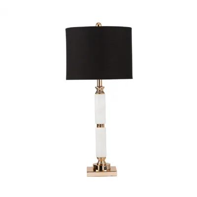 78cm White Marble Table Lamp With Black Shade