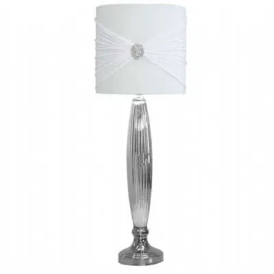 92.5m Chrome Glass Table Lamp With White Brooch Shade