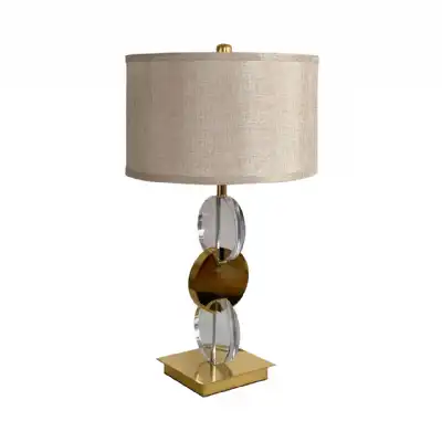 Gold Table Lamp Taupe Faux Silk Shade