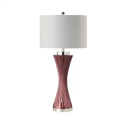 78cm Mulberry Purple Twist Table Lamp With Grey Linen Shade