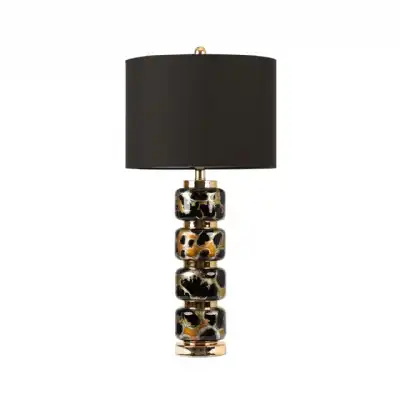 71cm Black And Gold Glass Table Lamp With Black Linen Shade
