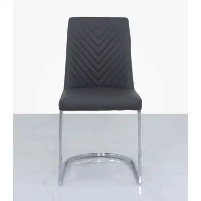 Chevron Grey Dining Chair Chrome Leg