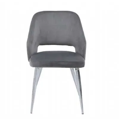 Grey Velvet And Chrome Dining Chair