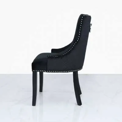 Aston Black Velvet Dining Chair With Ring Diamond Back