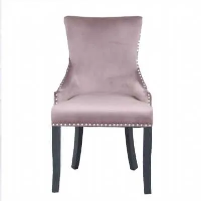 Aston Pink Velvet Dining Chair With Ring Diamond Back