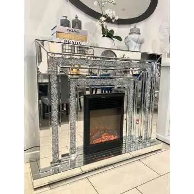 Crush Stone Border Mirror Fireplace