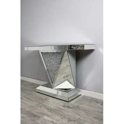Luxe Mocka Mirror Crystal Console Table Triangle Base