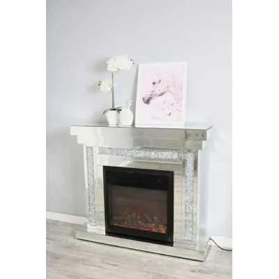 Luxe Mocka Mirror Crystal Fireplace With Electric Fire