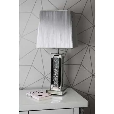 Luxe Mocka Mirror Crystal Table Lamp Grey Shade