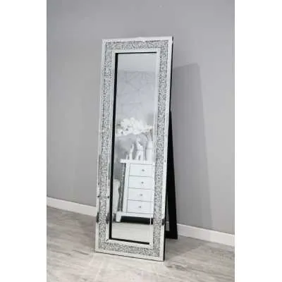 Luxe Mocka Mirror Crystal Floor Standing Mirror 150Cm X 50Cm