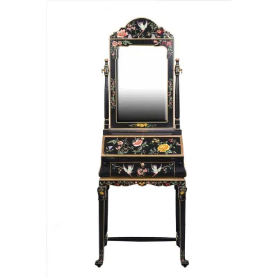 Black Lyre Bird Design Dresser with Mirror