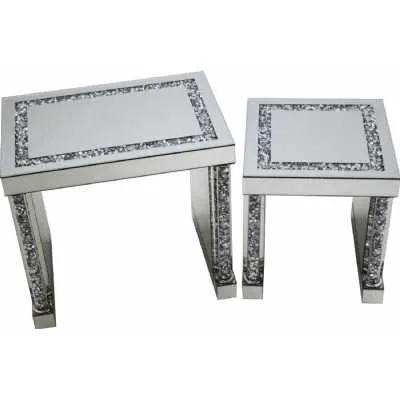 Falcon Crushed Stone Mirror Nest Table Set