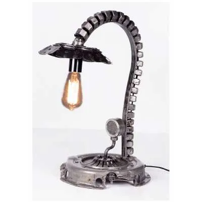 Upcycled Lighting Furniture Iron Recycled Parts Industrial Steampunk Table Desk Lamp 52x39x29cm
